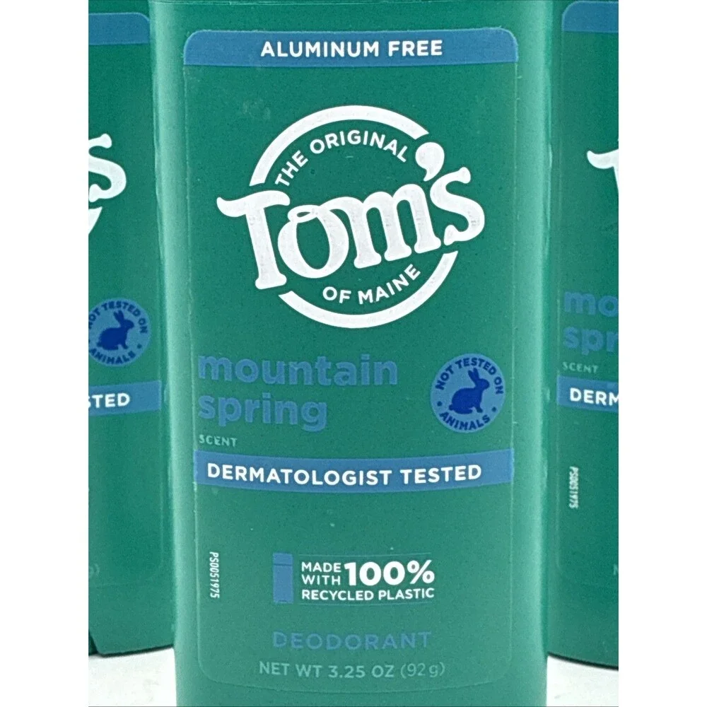 3 Pack Tom's of Maine Aluminum Free MOUNTAIN SPRING Deodorant 3.25oz
